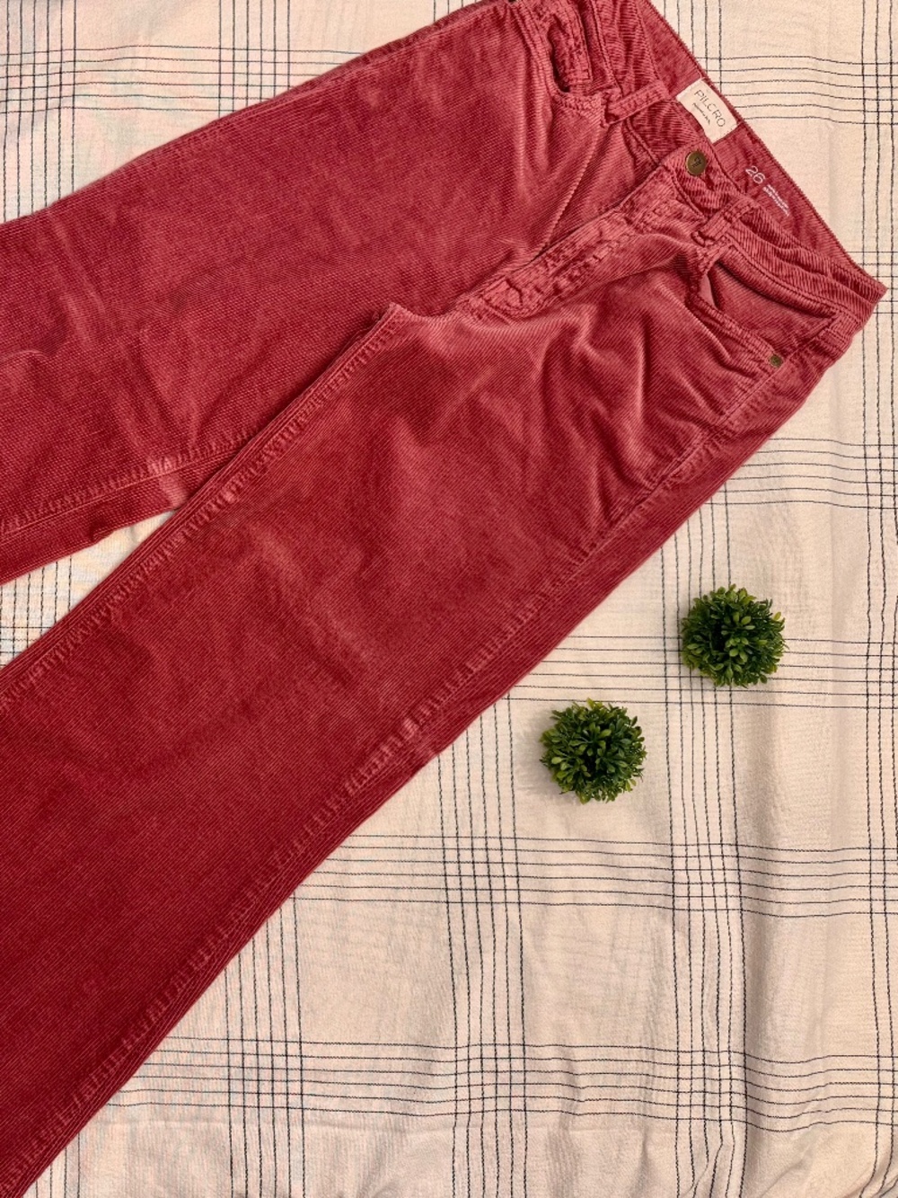 Pilcro Anthropologie Corduroy Flare Pants Size 26 Rust Red